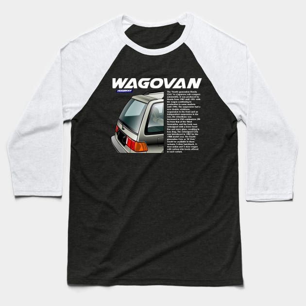 4th GEN CIVIC SHUTTLE WAGOVAN BLACK Baseball T-Shirt by hoodroot